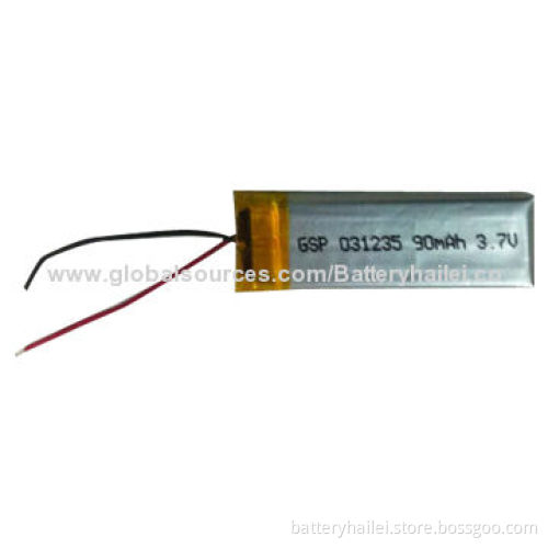Lithium Polymer Rechargeable Battery Cell for i-watch, GSP031235-3.7V-90mAh, UL/UN38.3 Mark